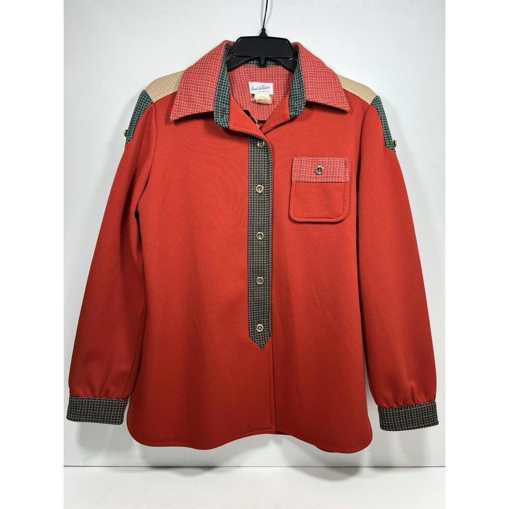 Vintage Grant Ave Fashions Jumper Western Shirt Red Sz 16 Rodeo 70s Women Mod - Picture 1 of 9